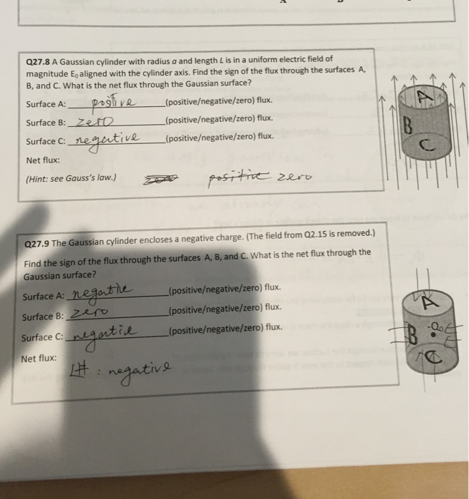 Solved Gaussian Cylinder With Radius A And Length L Is In A Chegg Com