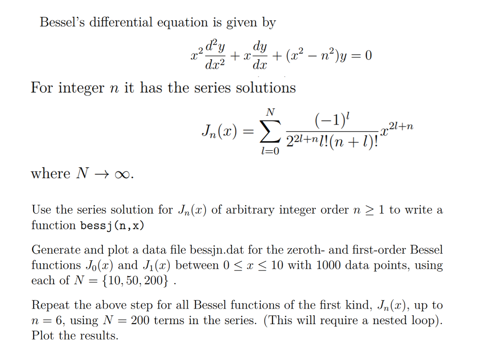 Bessel S Differential Equation Is Given By Di For Chegg Com