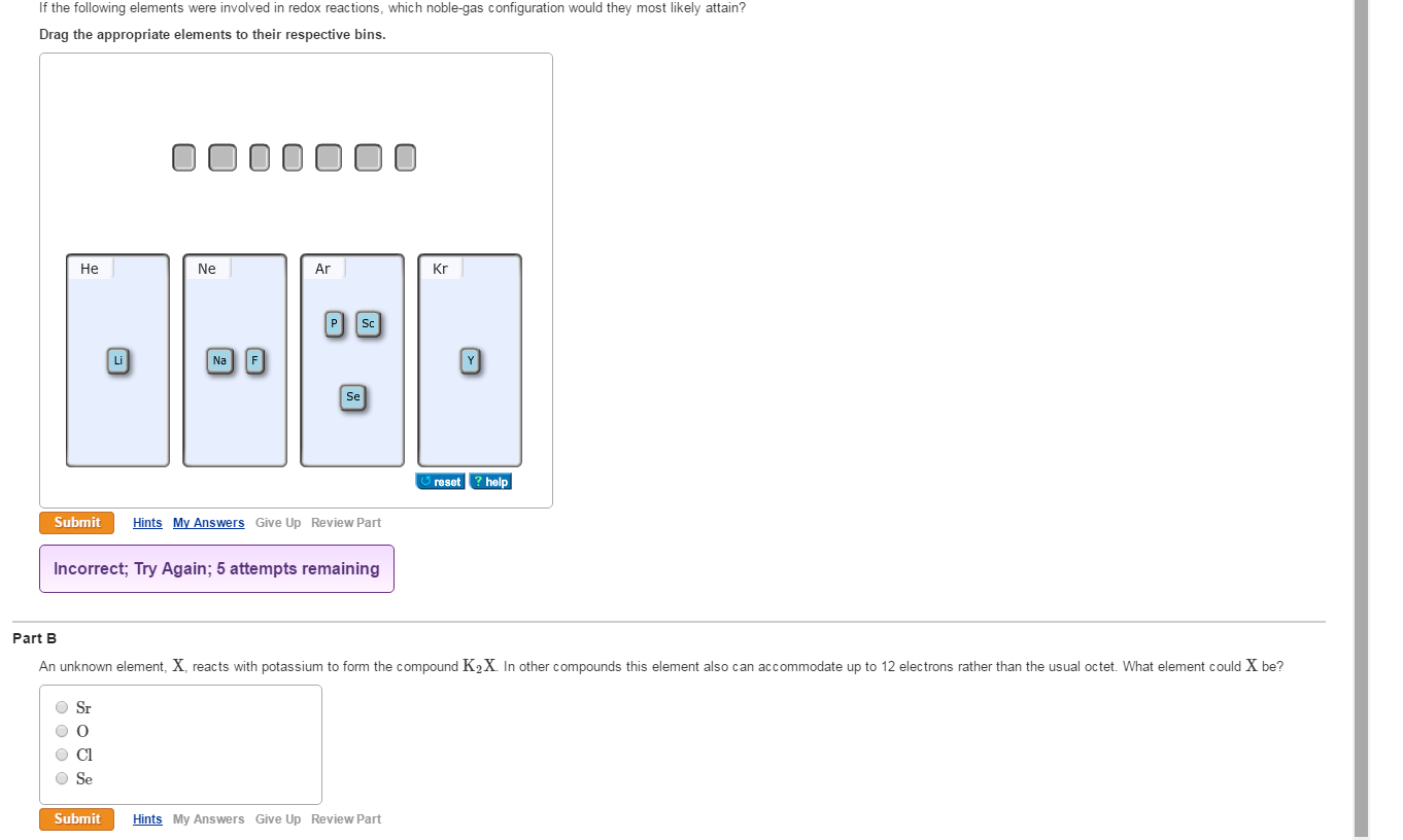 Solved If The Following Elements Were Involved In Redox R