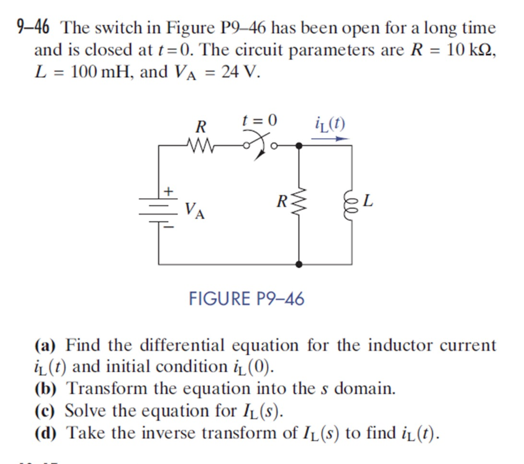 Solved ( 9–39The switch in Figure P9–39 has been open for a