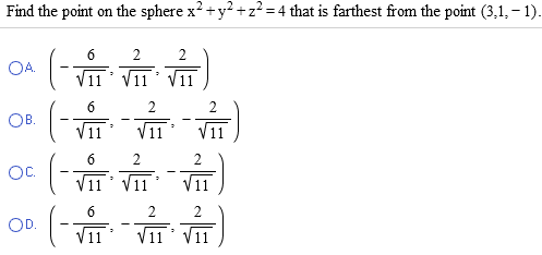 Solved Find The Point On The Sphere X2 Y2 Z2 4 That Is Chegg Com