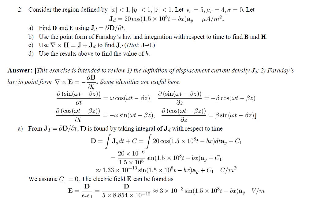 Solved How Do I Integrate D To Achieve The Answer Stated Chegg Com