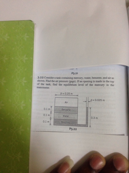 Consider A Tank Containing Mercury Water Benzene Chegg 