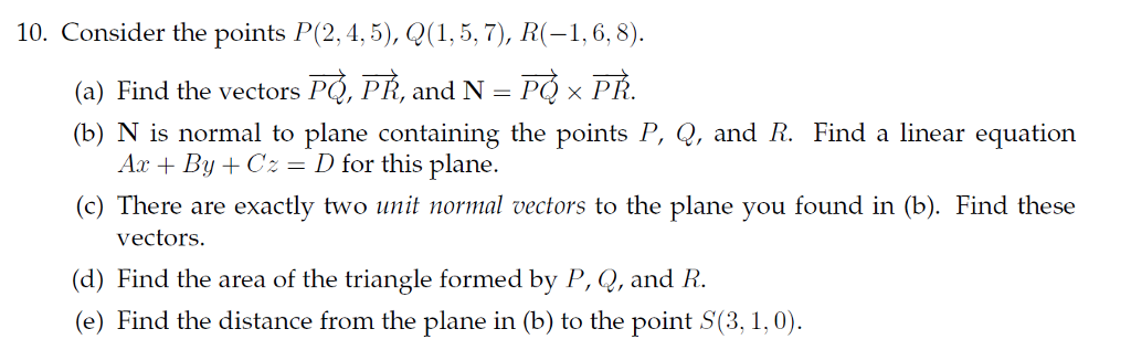 Solved Consider The Points P 2 4 5 Q 1 5 7 R 1 Chegg Com