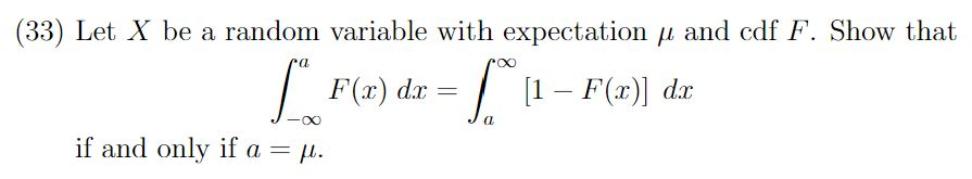 33 Let X Be A Random Variable With Expectation M Chegg Com