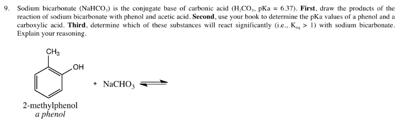 Image for 9. Sodium bicarbonate (NaHCO3) is the conjugate base of carbonic ...