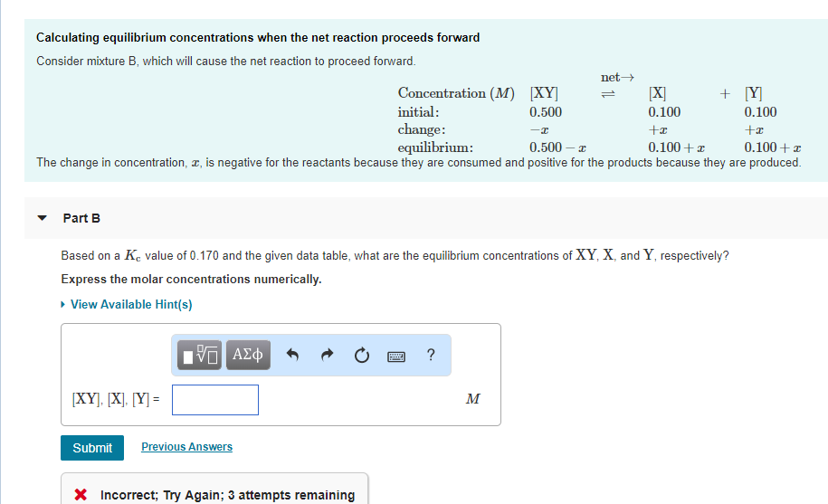 Part B Based On Kc Value Of 0 170 And The Given Chegg Com
