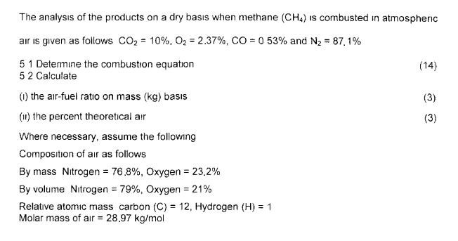 Solved The Analysis Of The Products On A Dry Basis When M Chegg Com