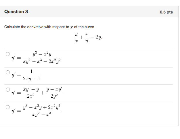 Solved Calculate The Derivative With Respect To X Of The Chegg Com