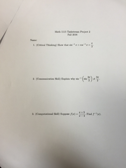 Solved Show That Sin 1 X Cos 1 X Pi 2 Communication Chegg Com