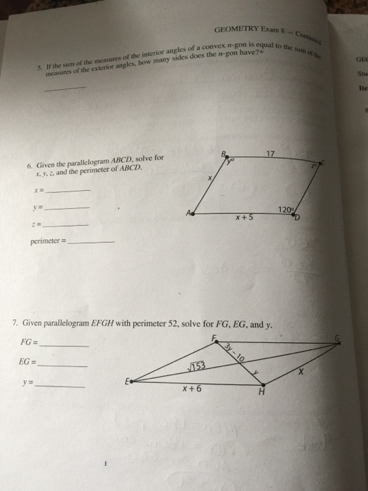 Solved If The Sum Of The Measures Of The Interior Angles