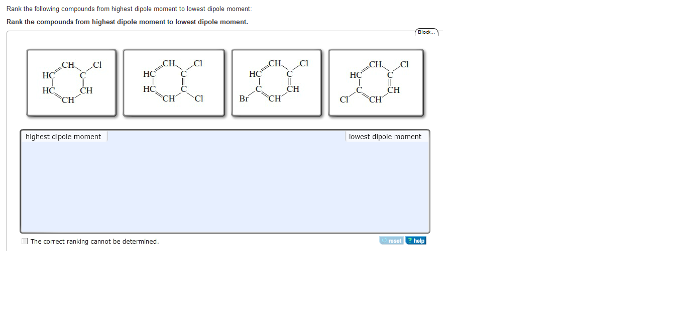 Rank The Pounds From Highest Dipole Moment To Chegg 