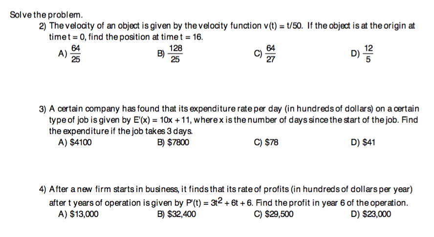 Solved The Velocity Of An Object Is Given By The Velocity Chegg Com