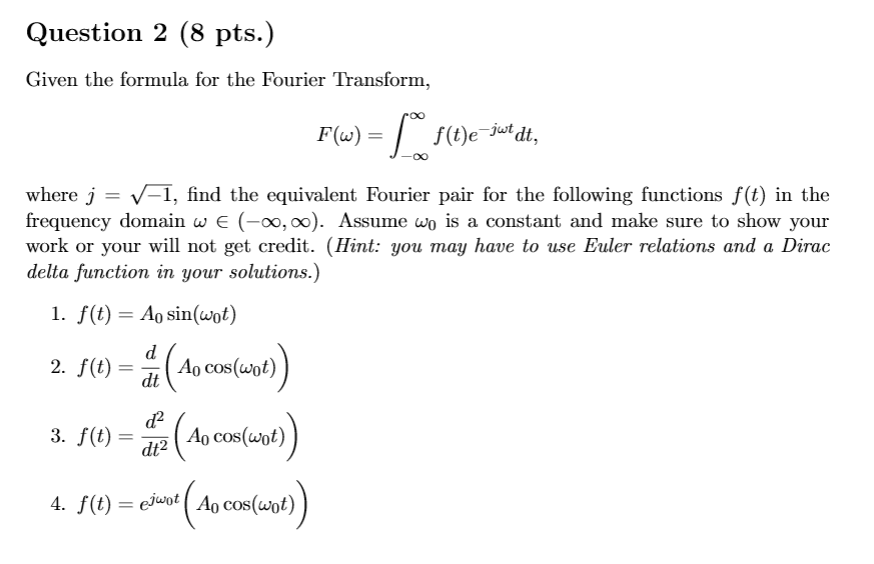 Solved Question 2 8 Pts Given The Formula For The Four Chegg Com