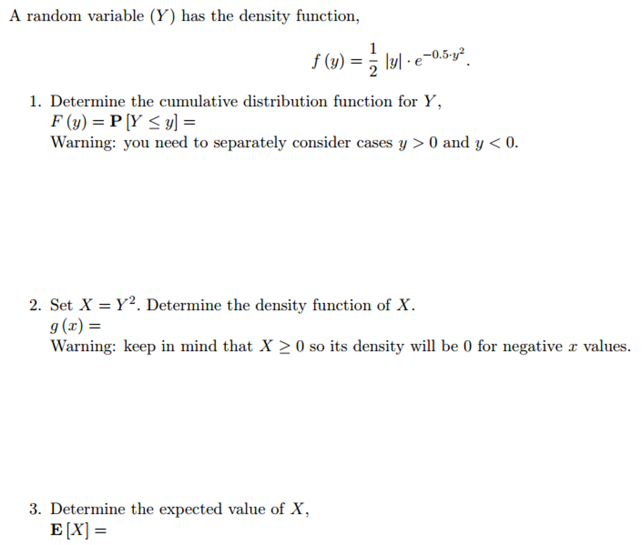 Solved A Random Variable Y Has The Density Function F Chegg Com