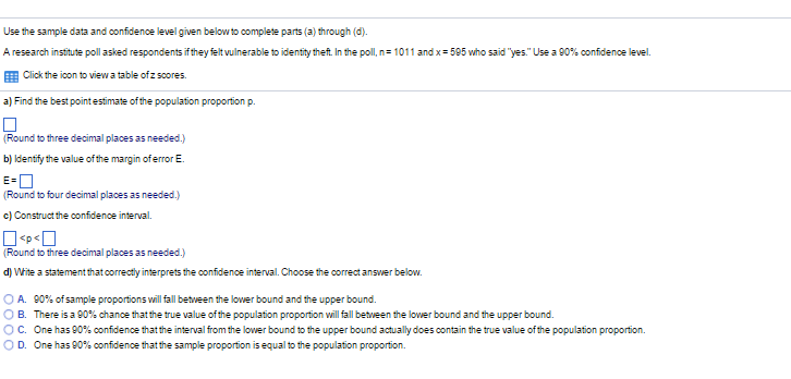 Solved: Use The Sample Data And Confidence Level Given Bel ...