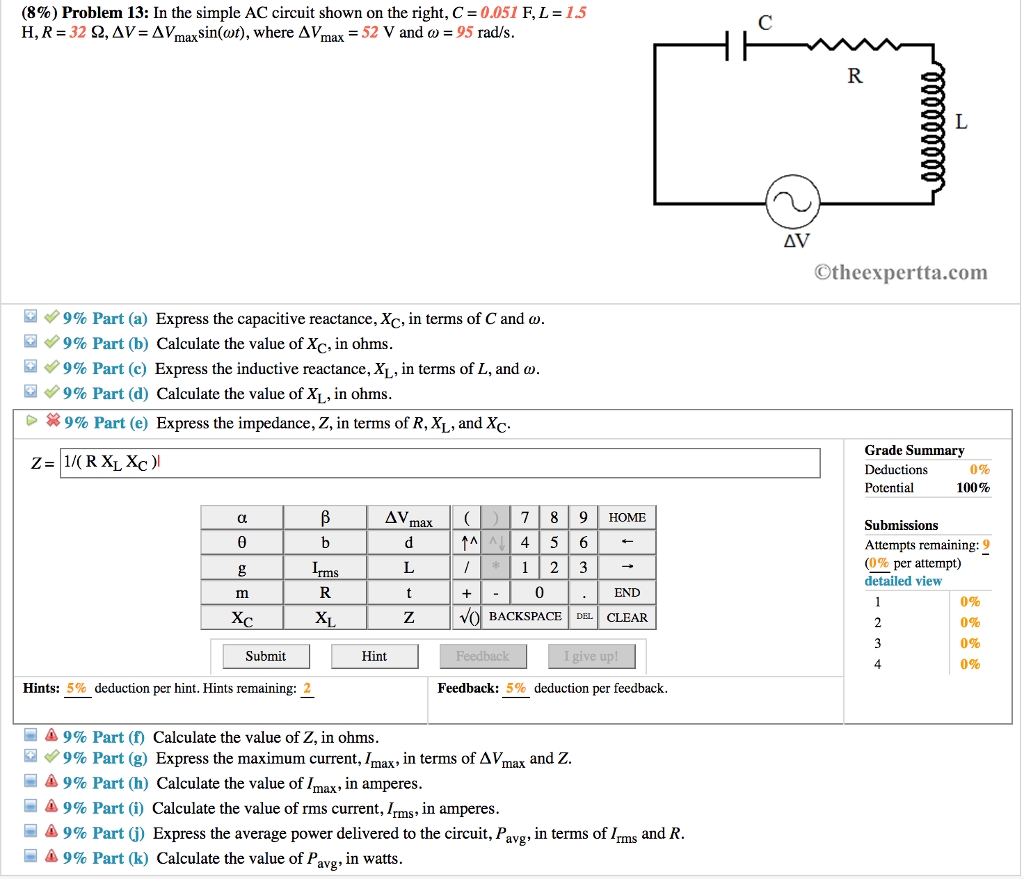 Solved In The Simple AC Circuit Shown On The Right, C = 0...
