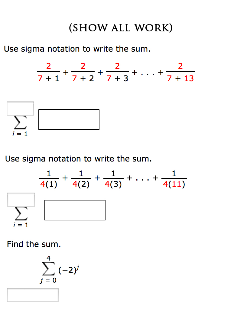 Use sigma notation to write the sum. 21211/21211 + 211 + 21211/21211 +  Chegg.com