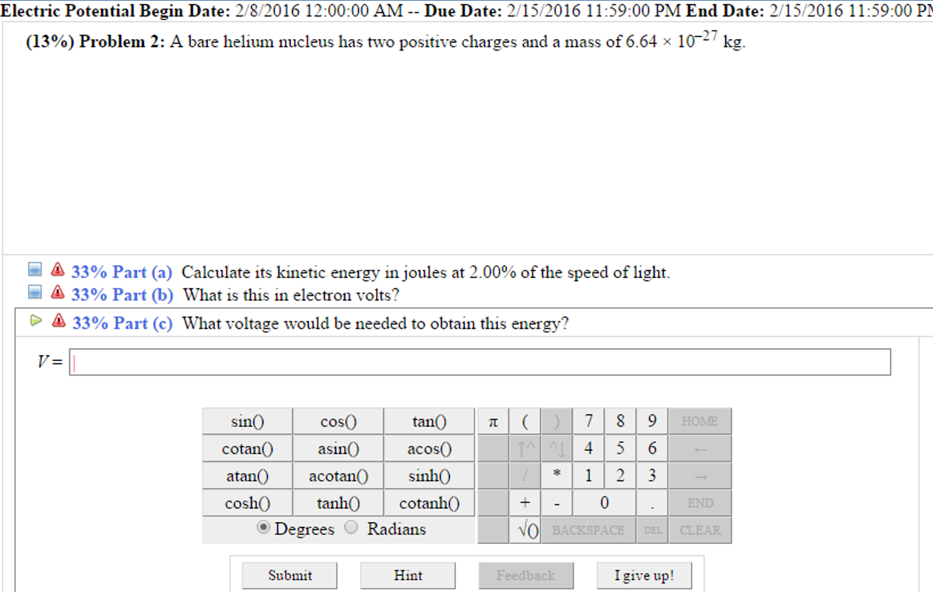 Solved Electric Potential Begin Date 282016 120000 A