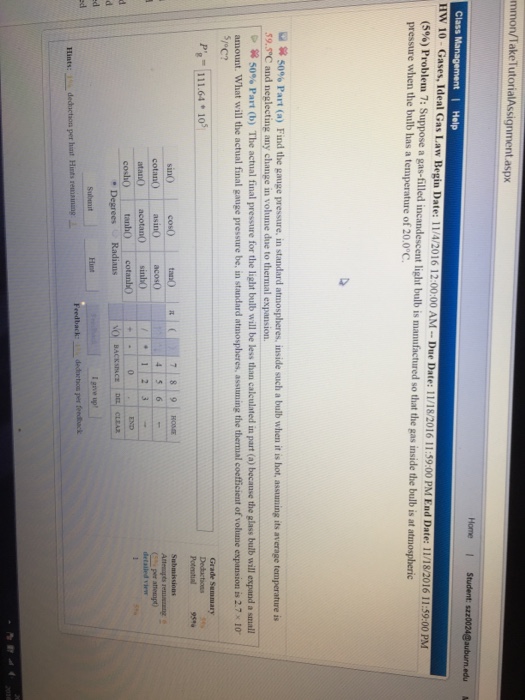 Solved Suppose A Gasfilled Incandescent Light Bulb Is Ma...