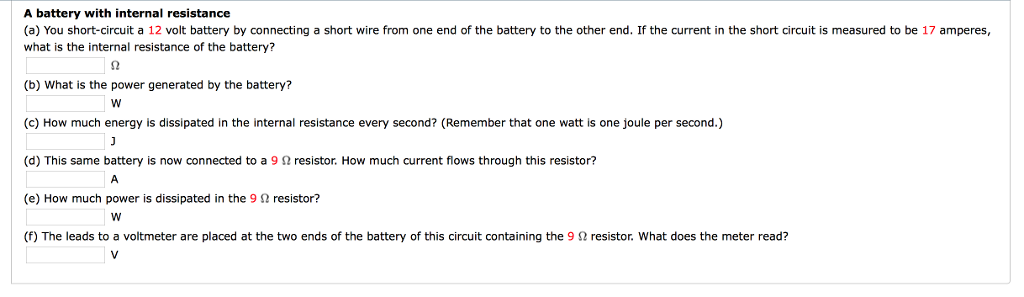 Solved A Battery With Internal Resistance A You Short C