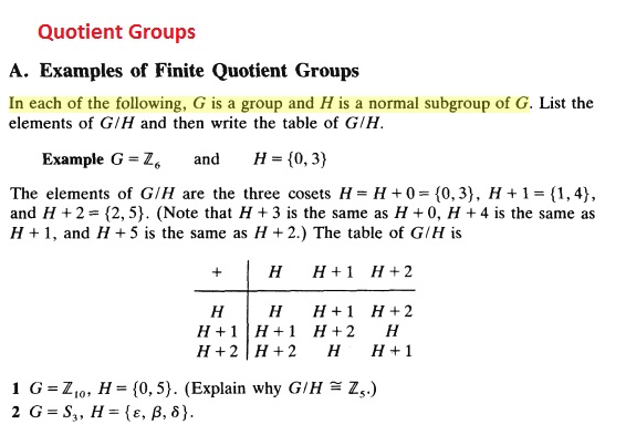 Solved Quotient Groups A Examples Of Finite Quotient Gro Chegg Com