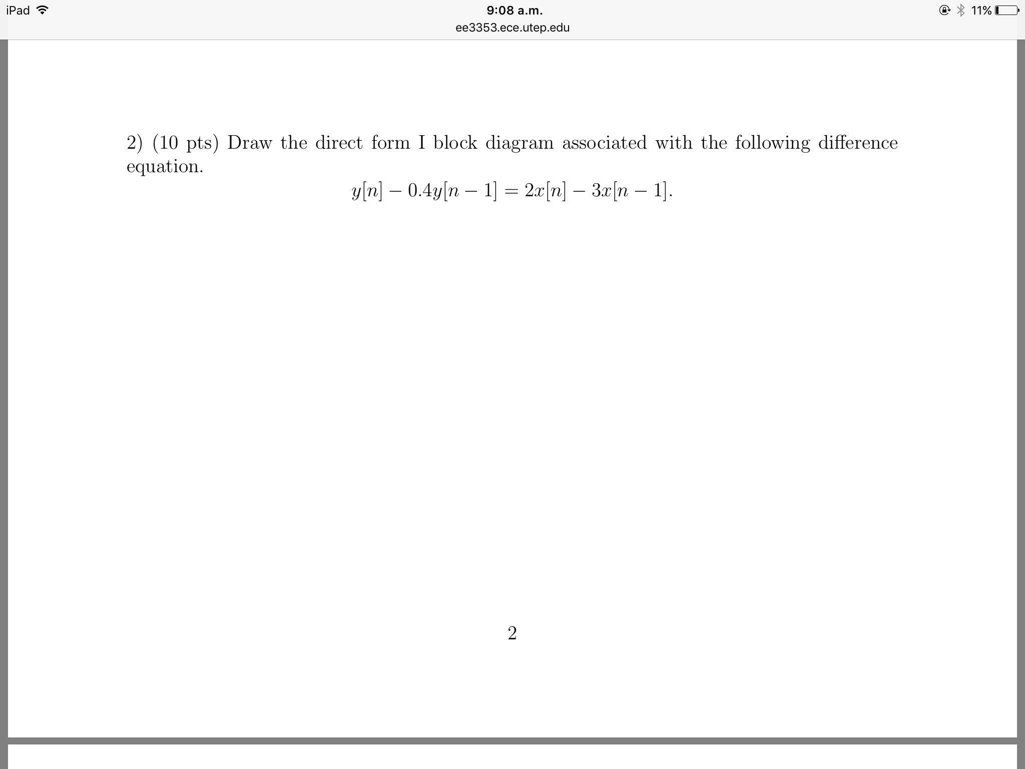 Draw the direct form I block diagram associated wi