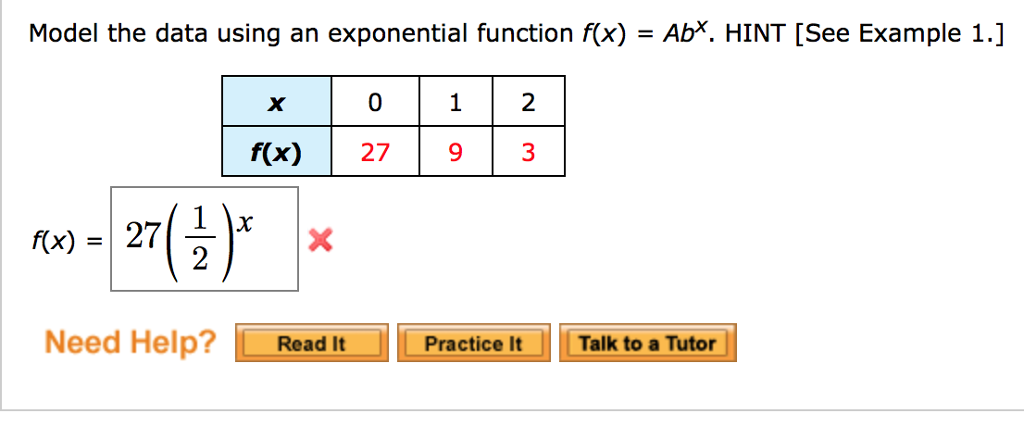 Model The Data Using An Exponential Function F X Chegg Com