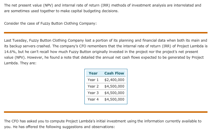 Ishka: SLB returns: Unlevered IRR and NPV analysis