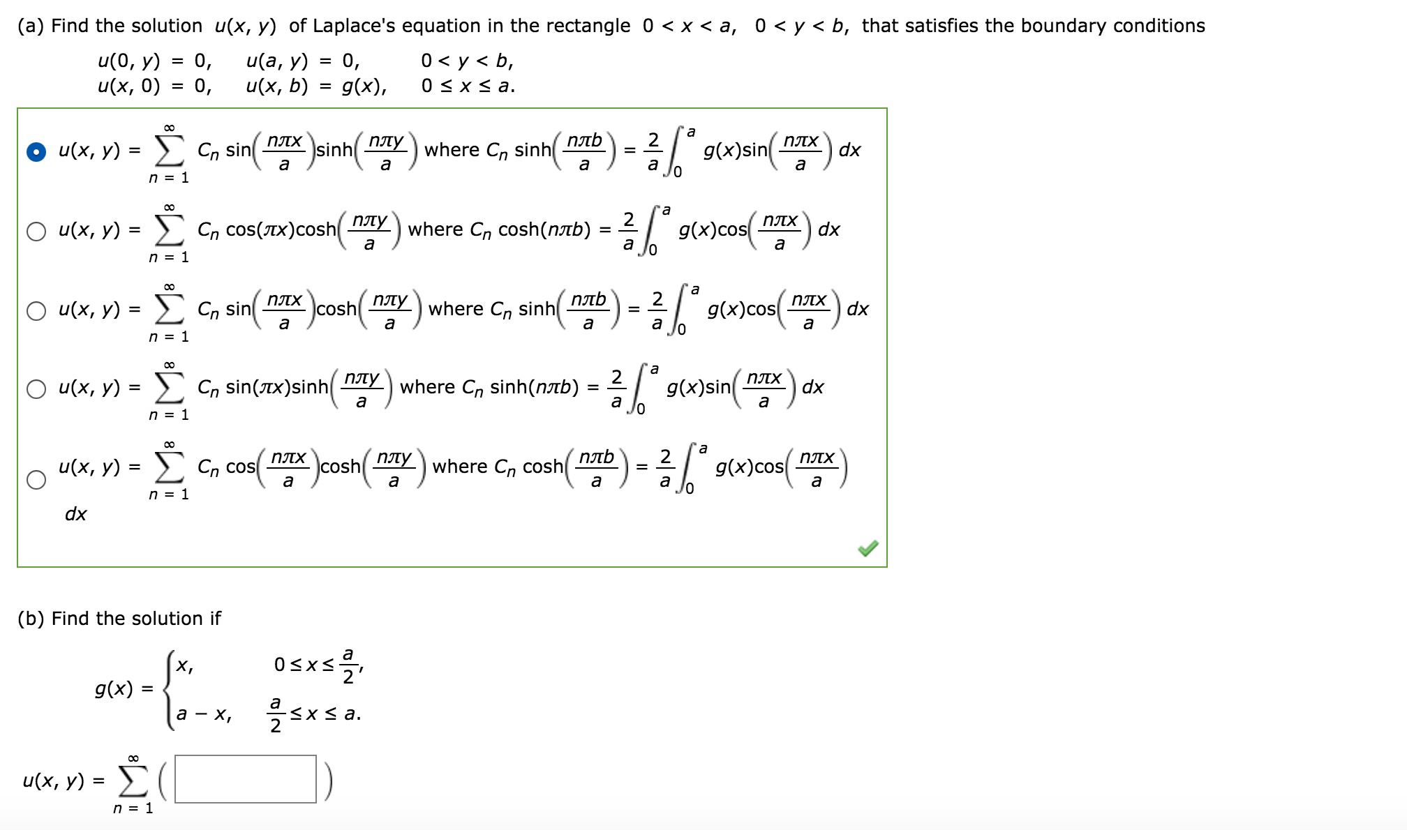Solved Find The Solution U X Y Of Laplace S Equation In Chegg Com