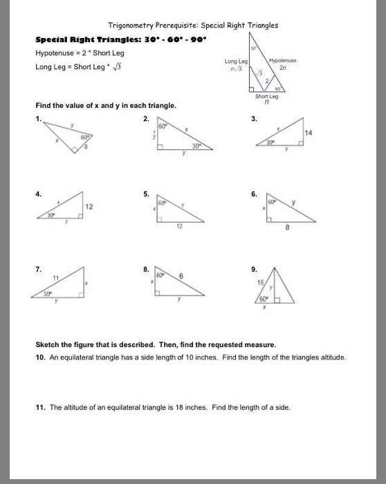 Solved Special Right Triangles: 30 degree - 60 degree - 90 | Chegg.com