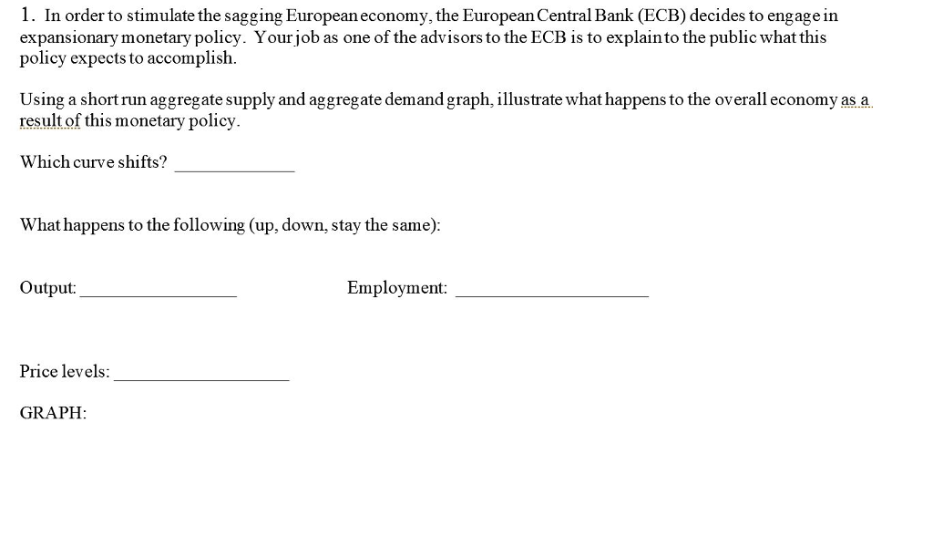 Solved 1 In Order To Stimulate The Sagging European Econ