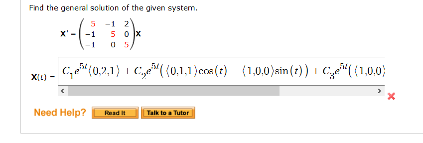 Solved Find The General Solution Of The Given System X Chegg Com