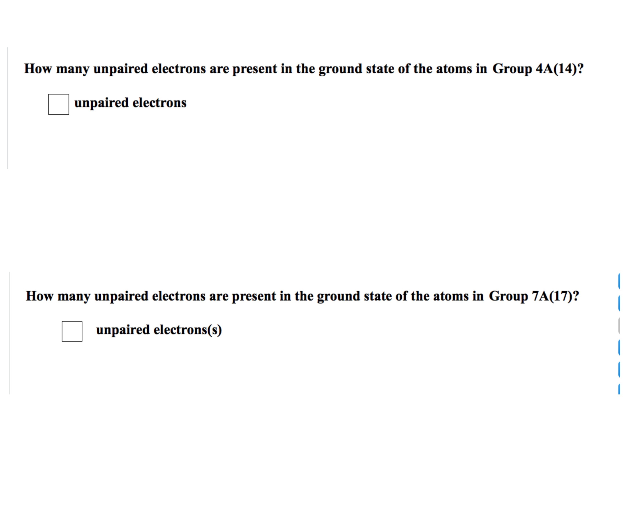 How many unpaired electrons does a chromium atom have