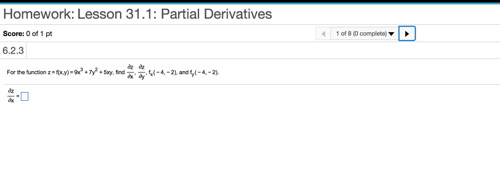 Solved For The Function Z F X Y 9x 3 7y 2 5xy Chegg Com