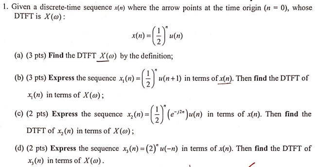 Solved I Given A Discrete Time Sequence X N Where The A Chegg Com