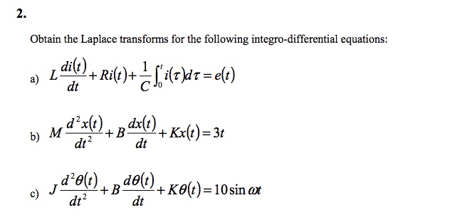 Solved Obtain The Laplace Transforms For The Following In Chegg Com