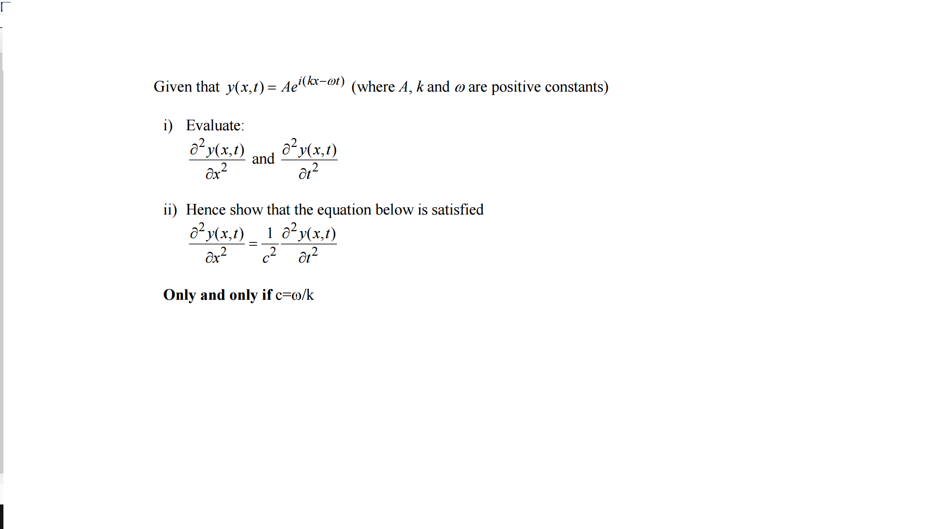 Solved Given That Y X T Ae I Kx Omega T Where A K An Chegg Com