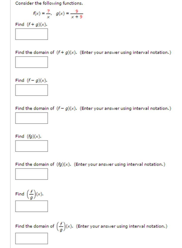 Solved Consider The Following Functions F X 7 X G X Chegg Com