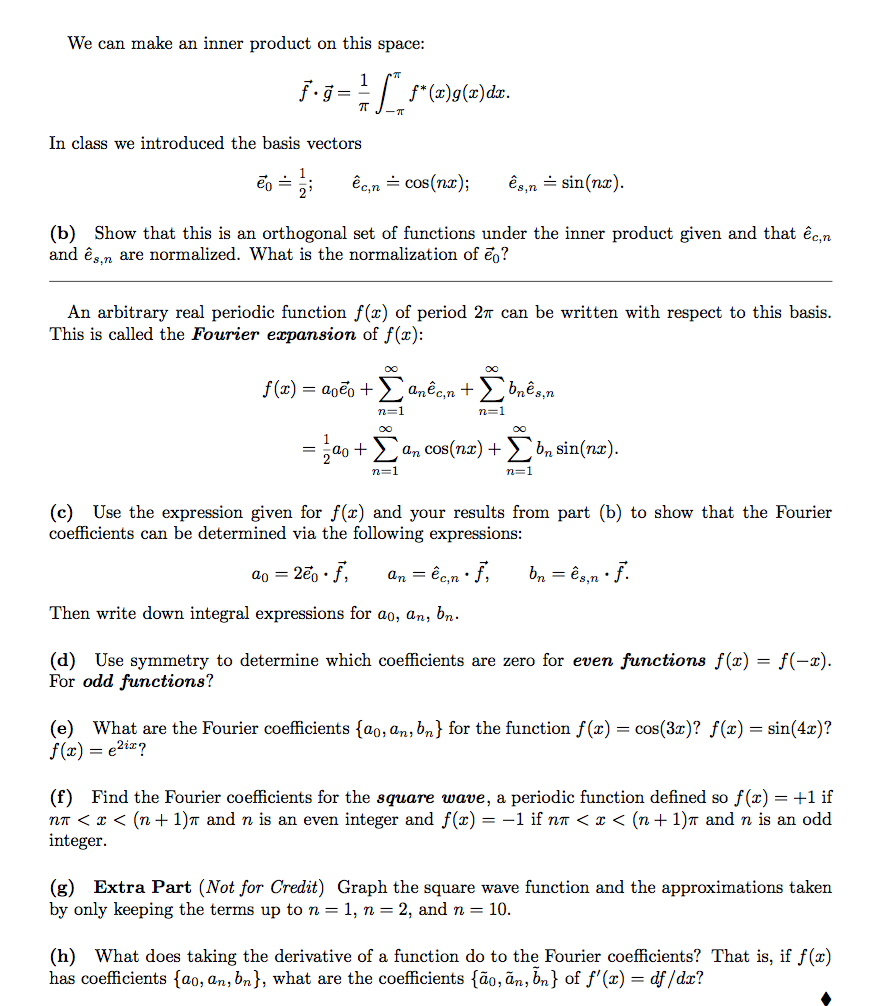 Problem 11 3 Real Fourier Series Consider The Sp Chegg Com