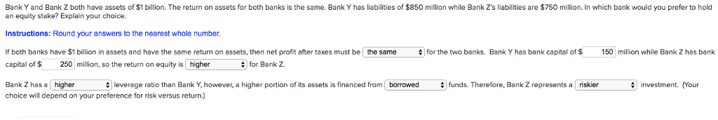 Solved Bank Y And Bank Z Both Have Assets Of 1 Billion