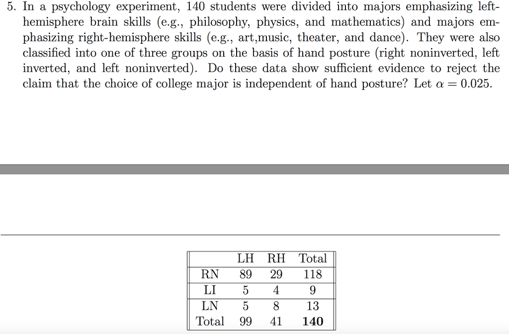 Solved Q2 [10] In a psychology experiment, 140 students were