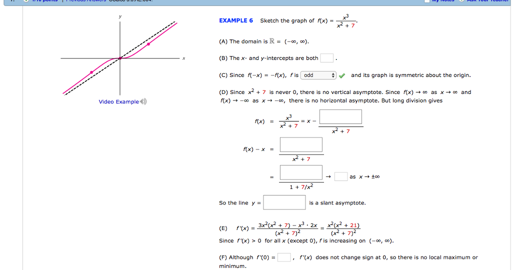 Solved Video Example Example 6 Sketch The Graph Of F X 7 Chegg Com