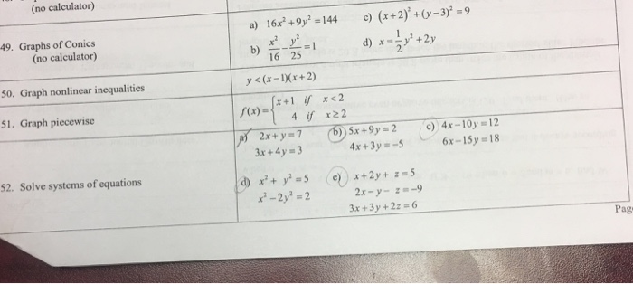 Solved Graphs Of Conics No Calculator 16x 2 9y 2 14 Chegg Com