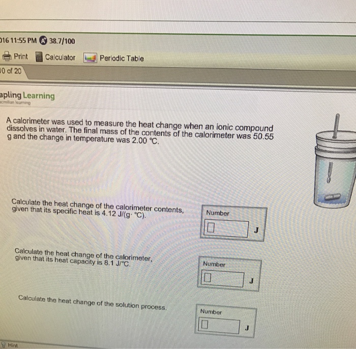 Solved A Calorimeter Was Used To Measure The Heat Change