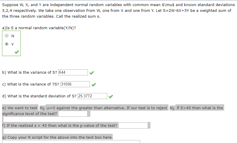 Solved Suppose W X And Y Are Independent Normal Random Chegg Com