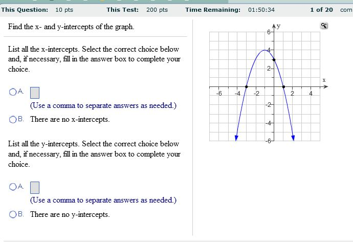 Solved find the x and y intercepts of the graph list al chegg