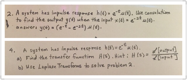 Solved A System Has Impulse Response H T E Tu T Use C Chegg Com