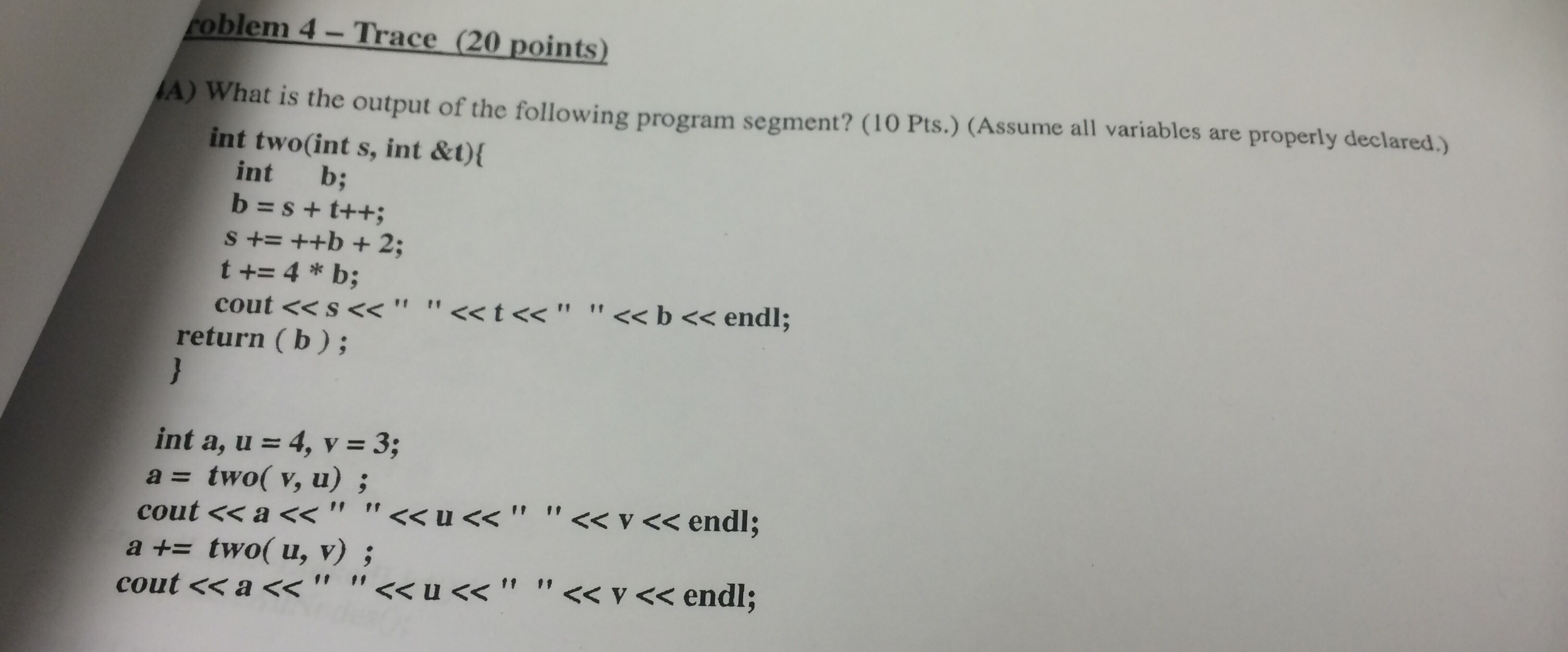 What Is The Output Of The Following Program Segment Chegg 