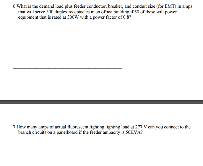 Solved What Is The Demand Load Plus Feeder Conductor Bre